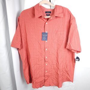 NWT Croft & Borrow Mens XL Pinkish Red Easy Care Polyester Button Down Shirt